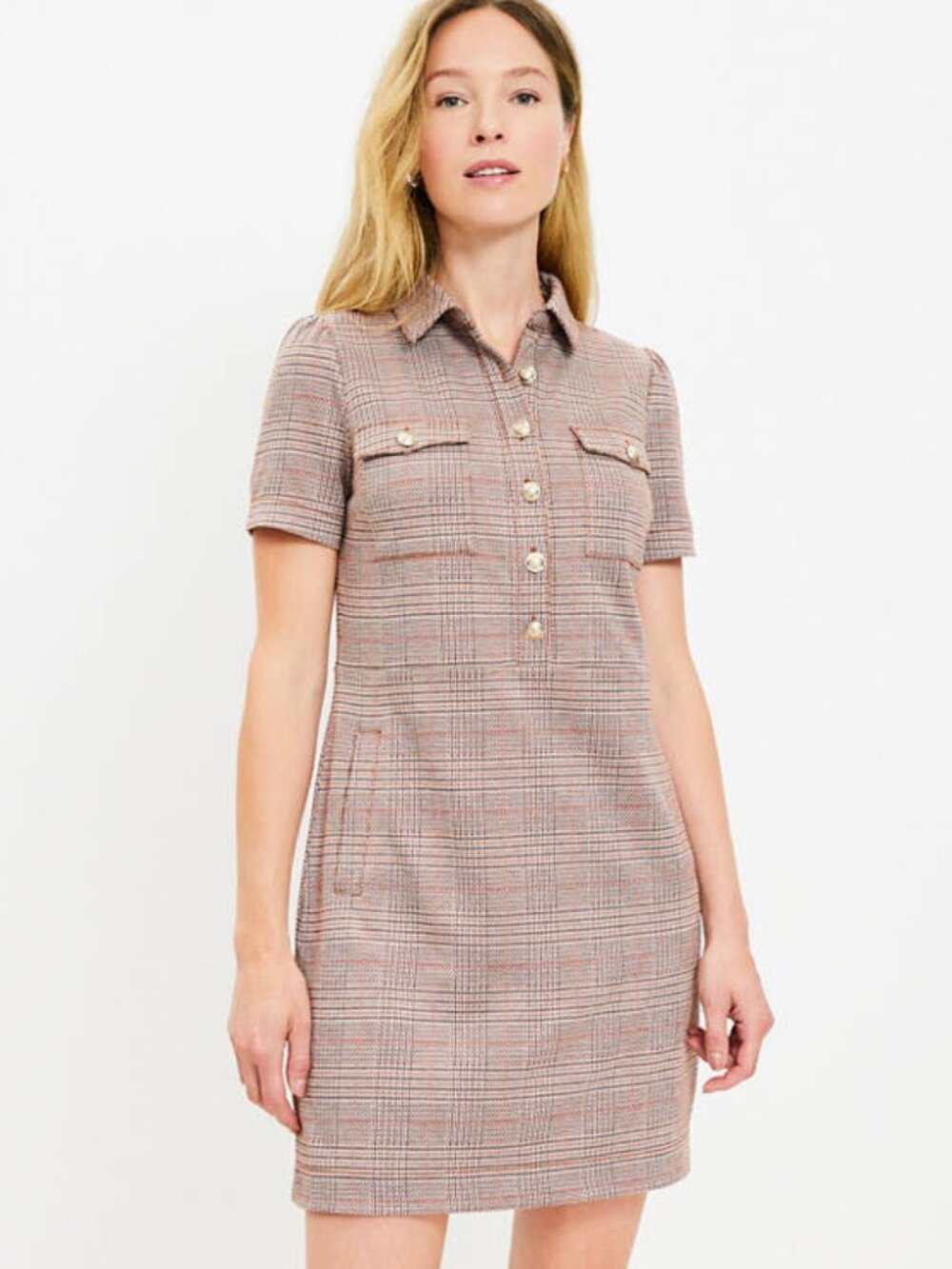 NWOT Loft Plaid Mini Shift Pocket Dress Size 14 - Picture 1 of 2